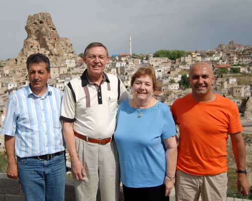 Ferrell and Elizabeth with driver and guide in at Ortahisar, Turkey.