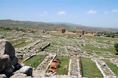 View of Hattusas toward reconstructed wall.