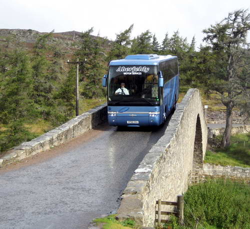 Coach coming over bridge near Balmoral. Photo by Ferrell Jenkins.