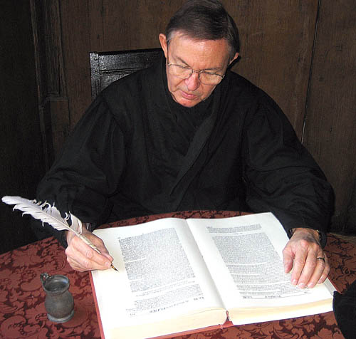 Modern Scribe in the John Knox House in Edinburgh.