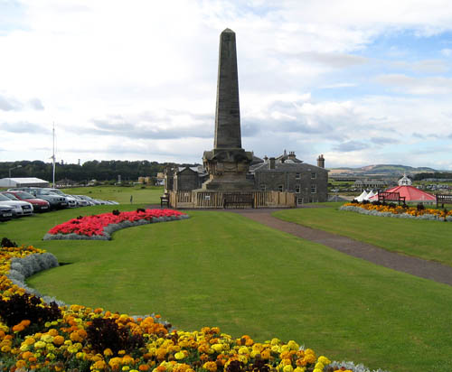 Martyrs Monument at St. Andrews. The Old Course in the distance. Photo by Ferrell Jenkins.