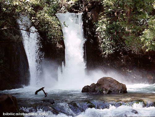 Jordan River Falls (Banias Falls) Near Caesarea Philippi in Israel. Photo by Ferrell Jenkins 1984.