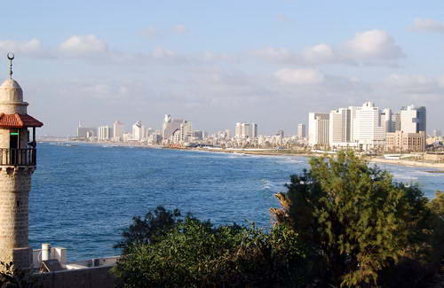 Tel Aviv from the site of ancient Joppa. The Mediterranean Sea. Photo by Ferrell Jenkins.