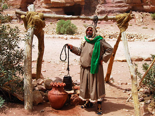 A Bedouin at Petra, Jordan, illustrates the importance of the well. Photo by Ferrell Jenkins.