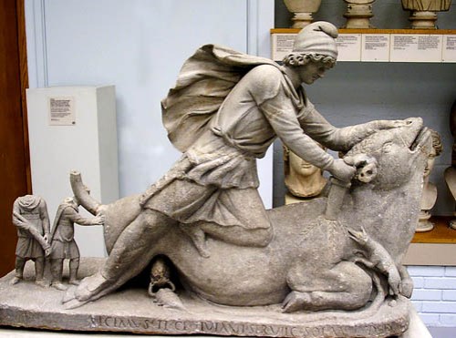 The Sun-god Mithras slaying a bull. Photo by Ferrell Jenkins in the British Museum.