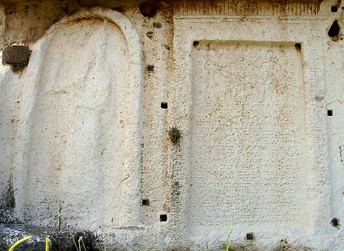 Reliefs of Shalmaneser III and Pharaoh Ramses at Dog River. Photo by Ferrell Jenkins.