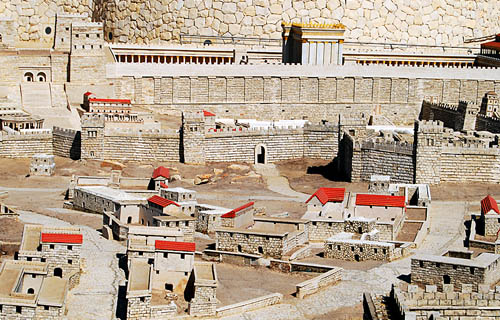 Second Temple model showing location of Calvary. Photo by F. Jenkins.