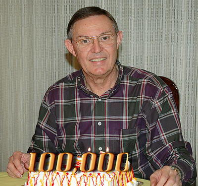 Ferrell Jenkins celebrating 100,000 visitors.