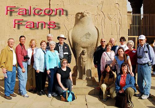 Florida College Falcon fans at Edfu, Egypt. Photo by Sharon Cobb.