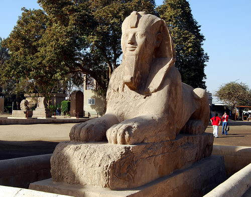 Alabaster sphinx of Rameses II at Memphis. Photo by Ferrell Jenkins.