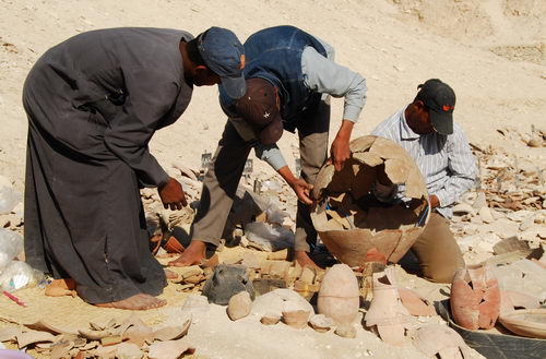 Pottery reconstruction in the Valley of the Kings. Photo by Ferrell Jenkins.