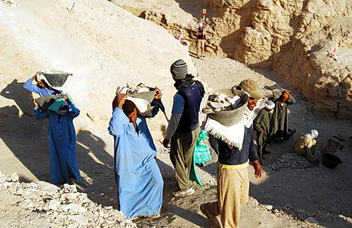 Workers at archaeologicaly site in the Valley of the Kings. Photo by Ferrell Jenkins.