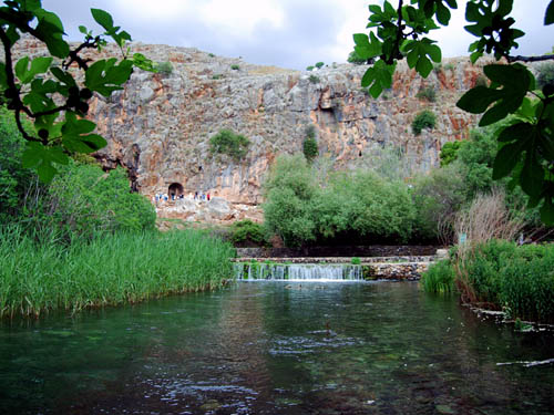 The Banias River at Caesarea Philippi. Photo by Ferrell Jenkins.