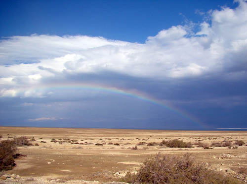 Rainbow over the Dead Sea. Photo by Leon Mauldin.