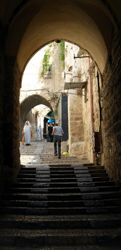 A street in the Moslem Quarter of Jerusalem. Photo by F. Jenkins.
