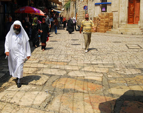 Roman period street near 3rd station of the cross. Photo by F.  Jenkins.