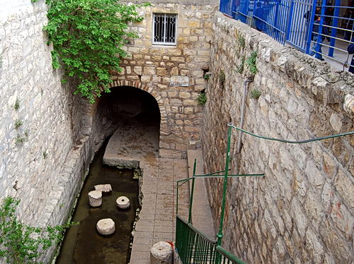 Ruins of the Byzantine church at end of Hezekiah's Tunnel. Photo by F. Jenkins.