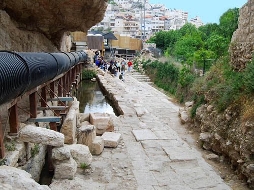 Pool of Siloam. View toward East. Byzantine pool is to our back. Photo by F.Jenkins.