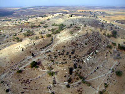 Aerial view of Tell es-Safi/Gath looking SW.