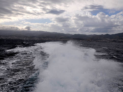 Crossing the Strait of Messina by hydrofoil. Photo by Ferrell Jenkins.