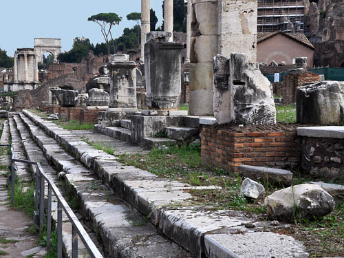 The steps leading to the Basilica Julia in Roman Forum. Photo by Ferrell Jenkins.