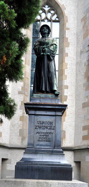 Zwingli Statue in Zurich Zwingli Statue in Zurich. Photo by Ferrell Jenkins.