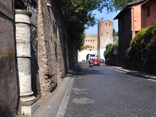 Mile marker on the Appian Way in Rome. Photo by Ferrell Jenkins.