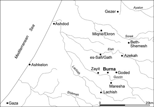 The Shephelah. Map: Tel Burna Excavation Project.