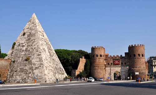 Pyramid of Caius Cestius and the Gate of St. Paul. Photo by Ferrell Jenkins.