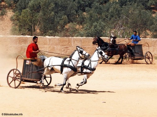 Chariot race at the RACE show in Jerash, Jordan. Photo by Ferrell Jenkins.