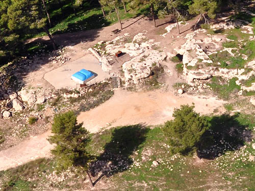 Aerial view of the "tomb of Samson" at Zorah. Photo by Ferrell Jenkins.