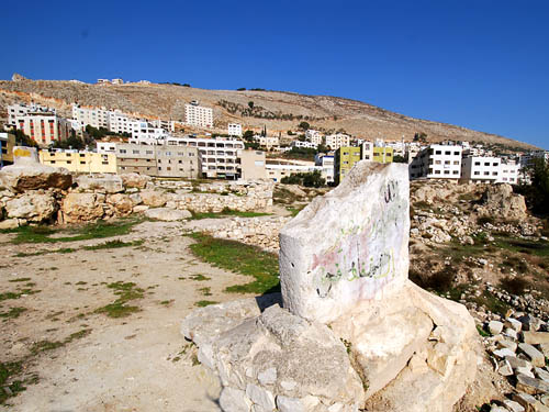 The sacred standing stone at Shechem. Photo by Ferrell Jenkins.