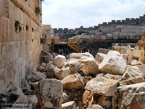 Broken stones once part of the temple precinct. Photo by Ferrell Jenkins.