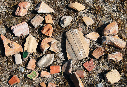Collected potsherds on the surface of Derbe. Photo by Ferrell Jenkins.