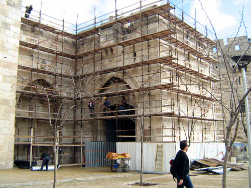 Jaffa Gate during rehabilitation. Photo: IAA.