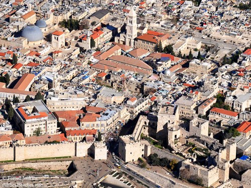 Aerial view of Jaffa Gate and the Christian Quarter. Photo by Ferrell Jenkins.