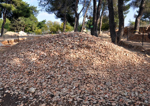 A pile of potsherds at Ramat Rachel. Photo by Ferrell Jenkins.