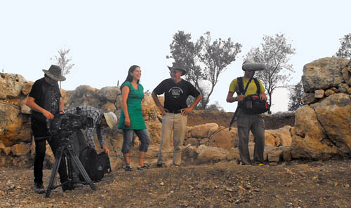 BBC filming documentary at Khirbet Qeiyafa. Photo by Luke Chandler.
