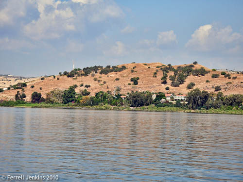 Tel Kinerot from the Sea of Galilee. Photo by Ferrell Jenkins.