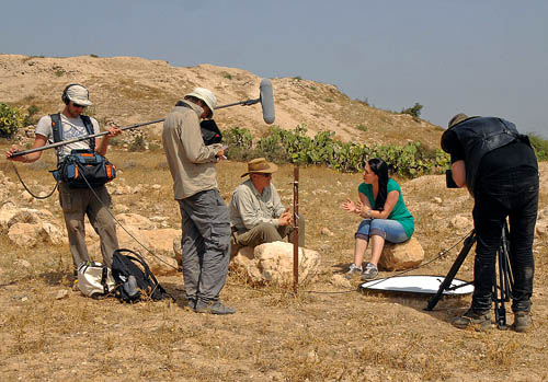 BBC filming documentary at Tell es-Safi/Gath. Photo: dig website.