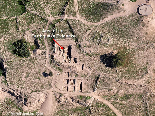 Where the earthquake evidence was found in Area F. Photo by Ferrell Jenkins.