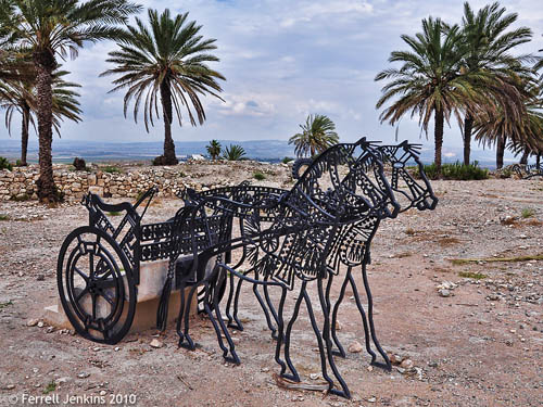 Horse and chariot sculpture at Megiddo. Photo by Ferrell Jenkins.