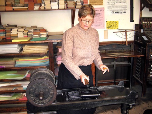 Proof press at ulster-American Folk Park. Photo by Ferrell Jenkins.