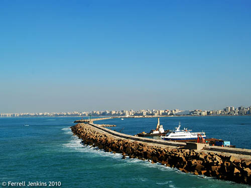 Breakwater at entrance to Alexandria harbor. Photo by Ferrell Jenkins.
