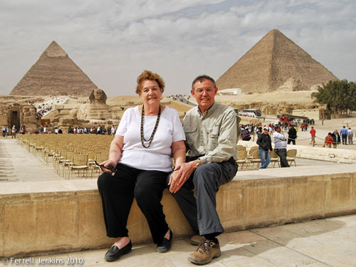 Ferrell and Elizabeth Jenkins at the Giza Pyramids.
