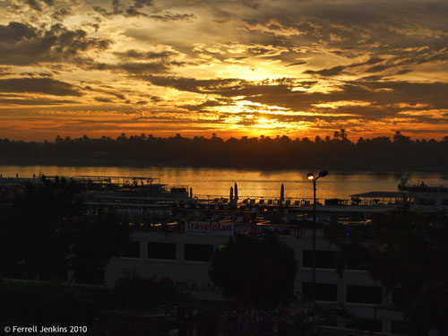 Sunset on the Nile at Kom Ombo. Photo by Ferrell Jenkins.