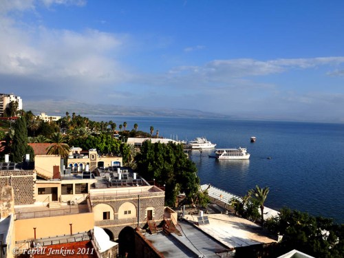 The Sea of Galilee from my hotel balcony in Tiberias. Photo by Ferrell Jenkins.
