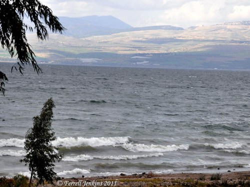 A stormy Sea of Galilee looking West. Photo by Ferrell Jenkins.