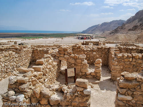Qumran study room. NE view to Dead Sea. Photo by Ferrell Jenkins.