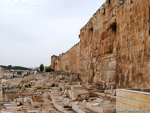 Muslim Cemetery along the East Wall of the Old City near Lion's Gate. Photo by Ferrell Jenkins.